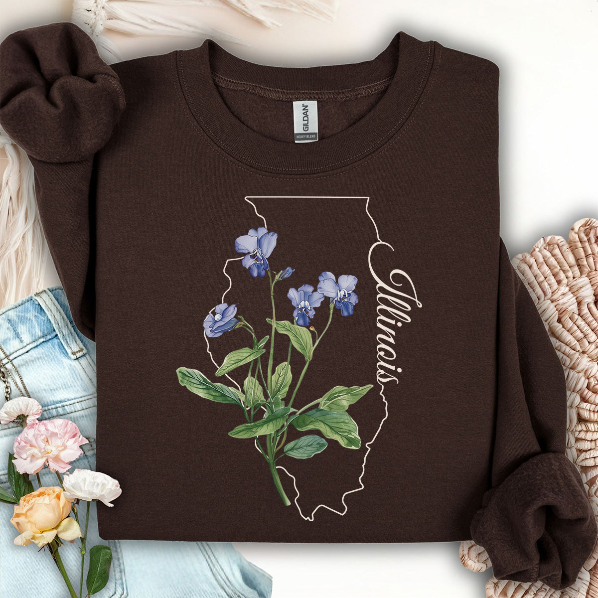 Illinois State Flower Sweatshirt - Common Wood Violet