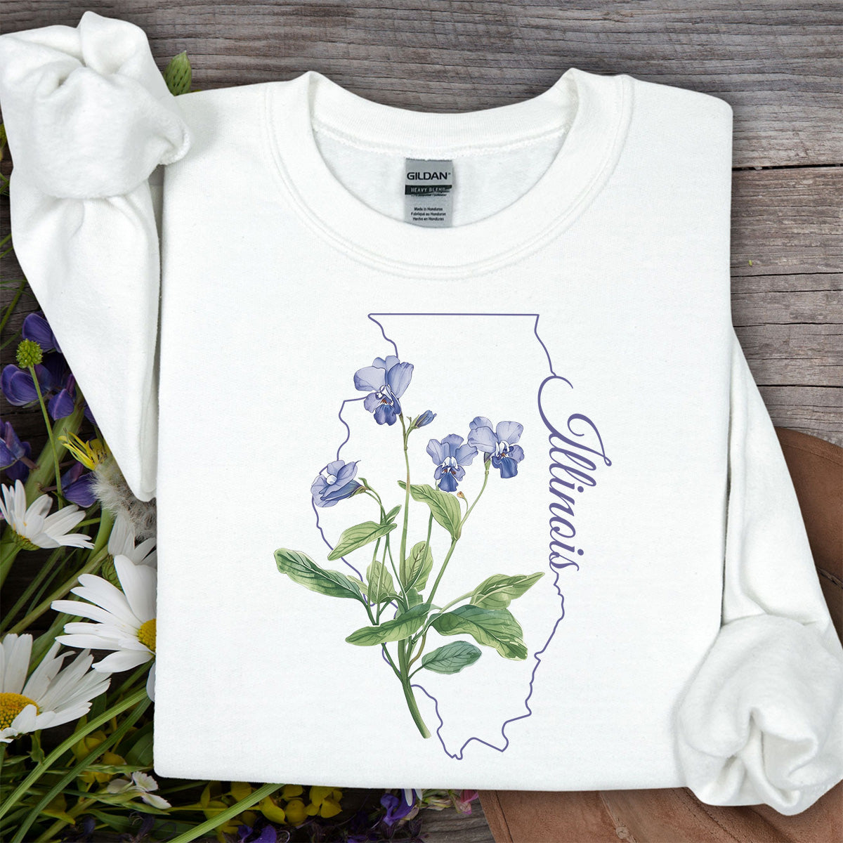 Illinois State Flower Sweatshirt - Common Wood Violet