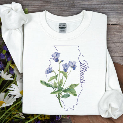 Illinois State Flower Sweatshirt - Common Wood Violet