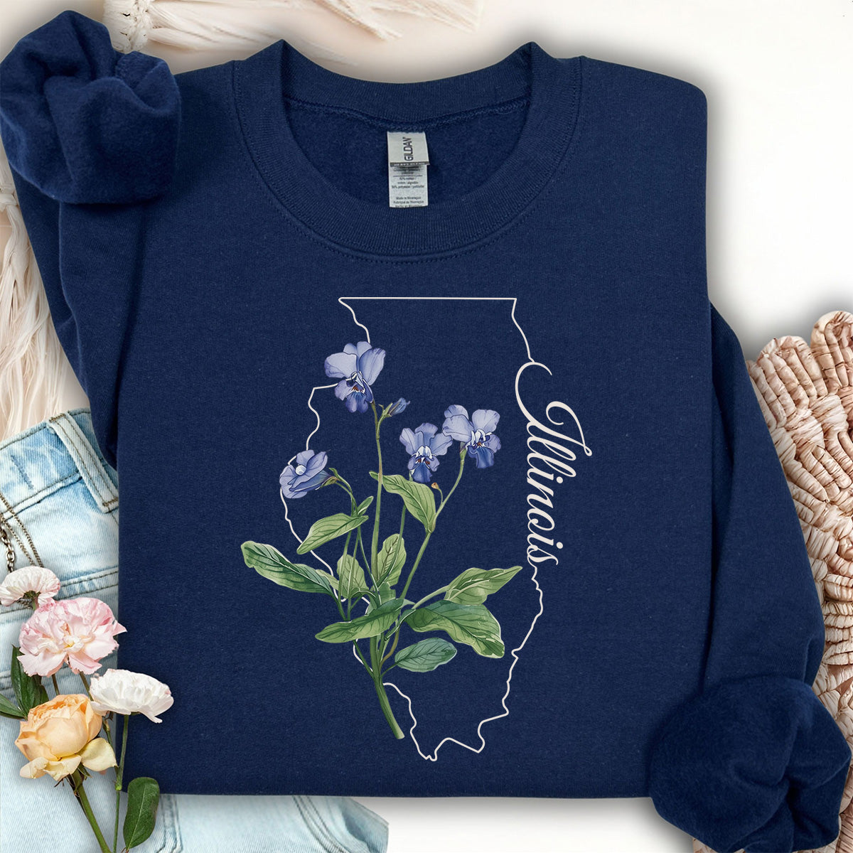 Illinois State Flower Sweatshirt - Common Wood Violet