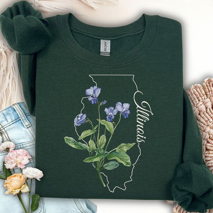 Illinois State Flower Sweatshirt - Common Wood Violet