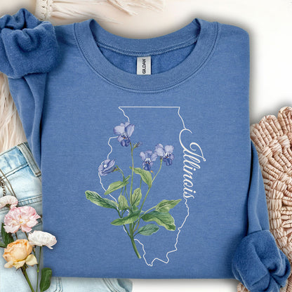 Illinois State Flower Sweatshirt - Common Wood Violet