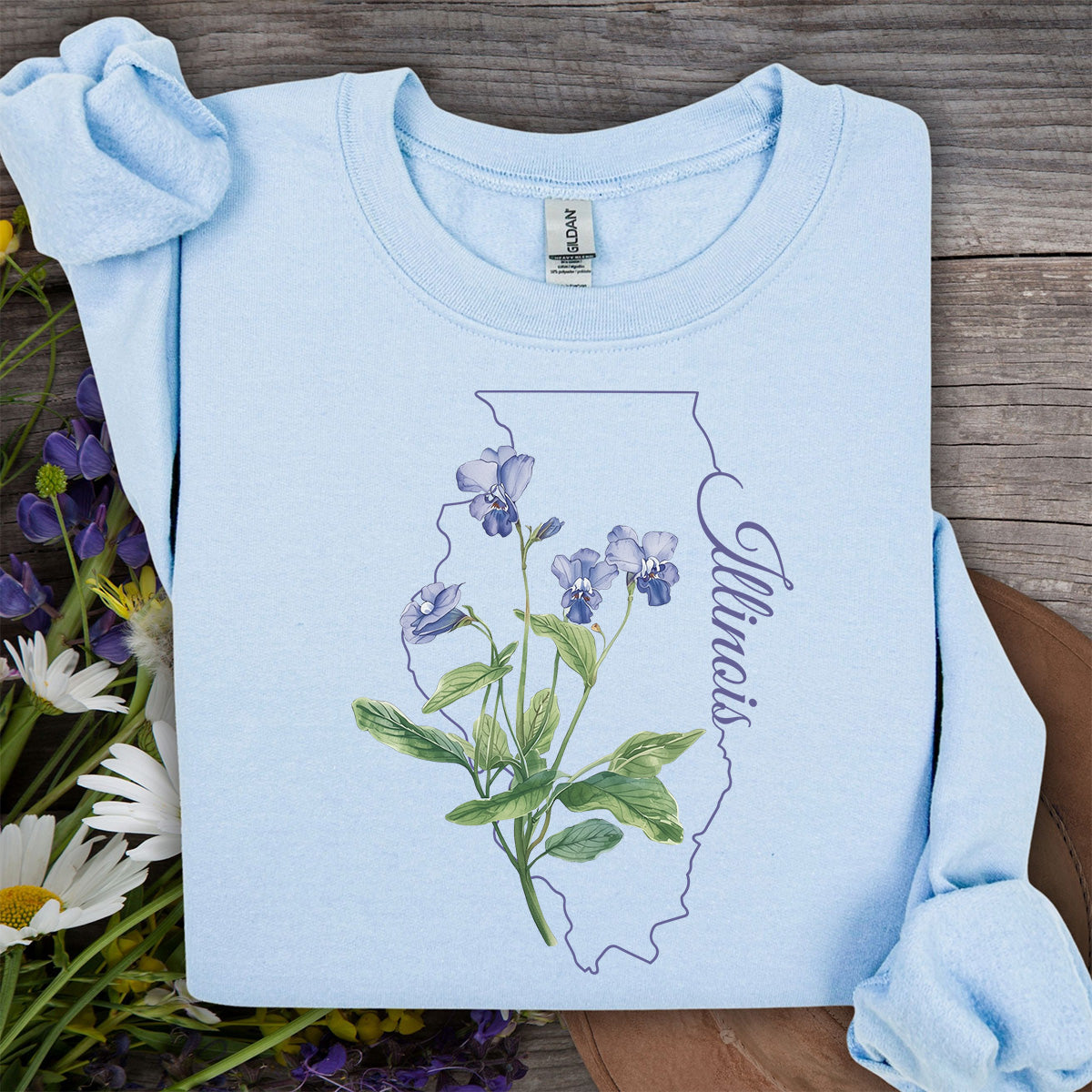 Illinois State Flower Sweatshirt - Common Wood Violet