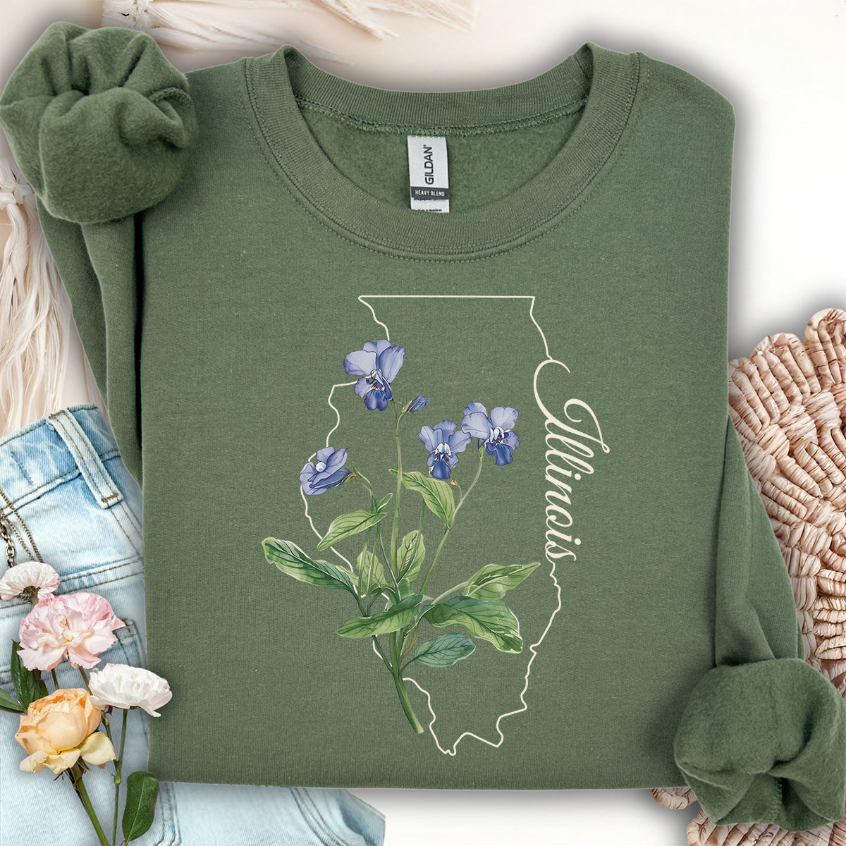 Illinois State Flower Sweatshirt - Common Wood Violet