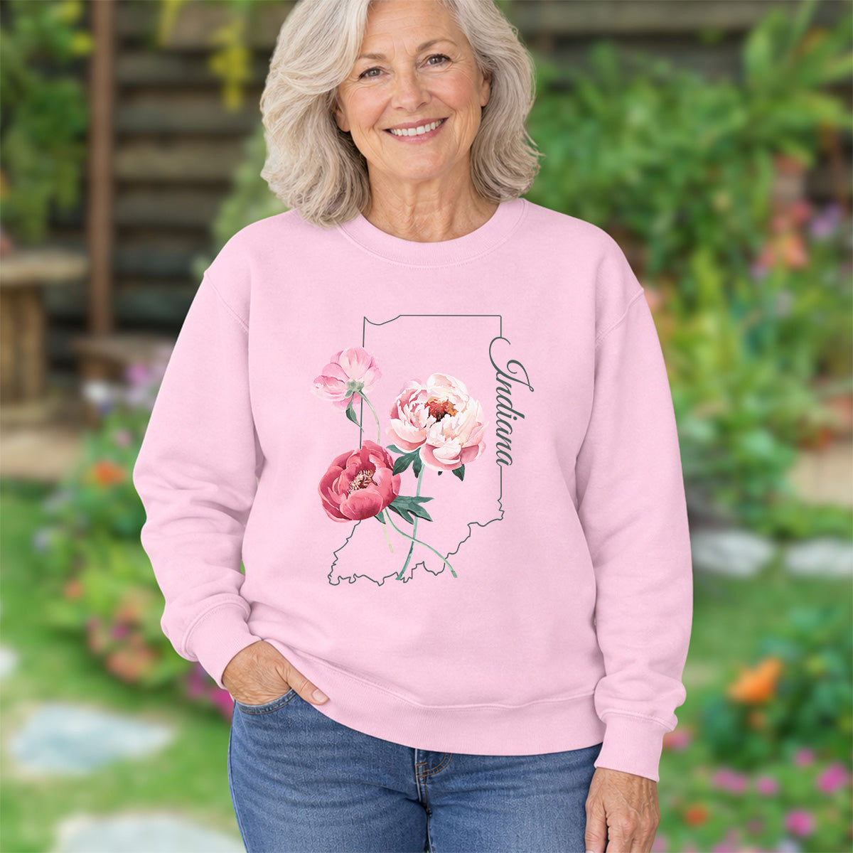 Indiana State Flower Sweatshirt - Peony