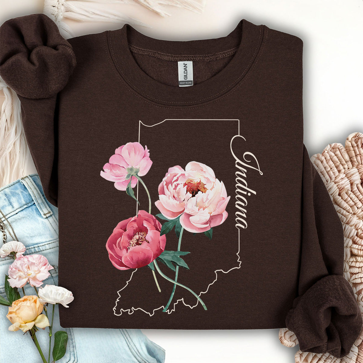Indiana State Flower Sweatshirt - Peony