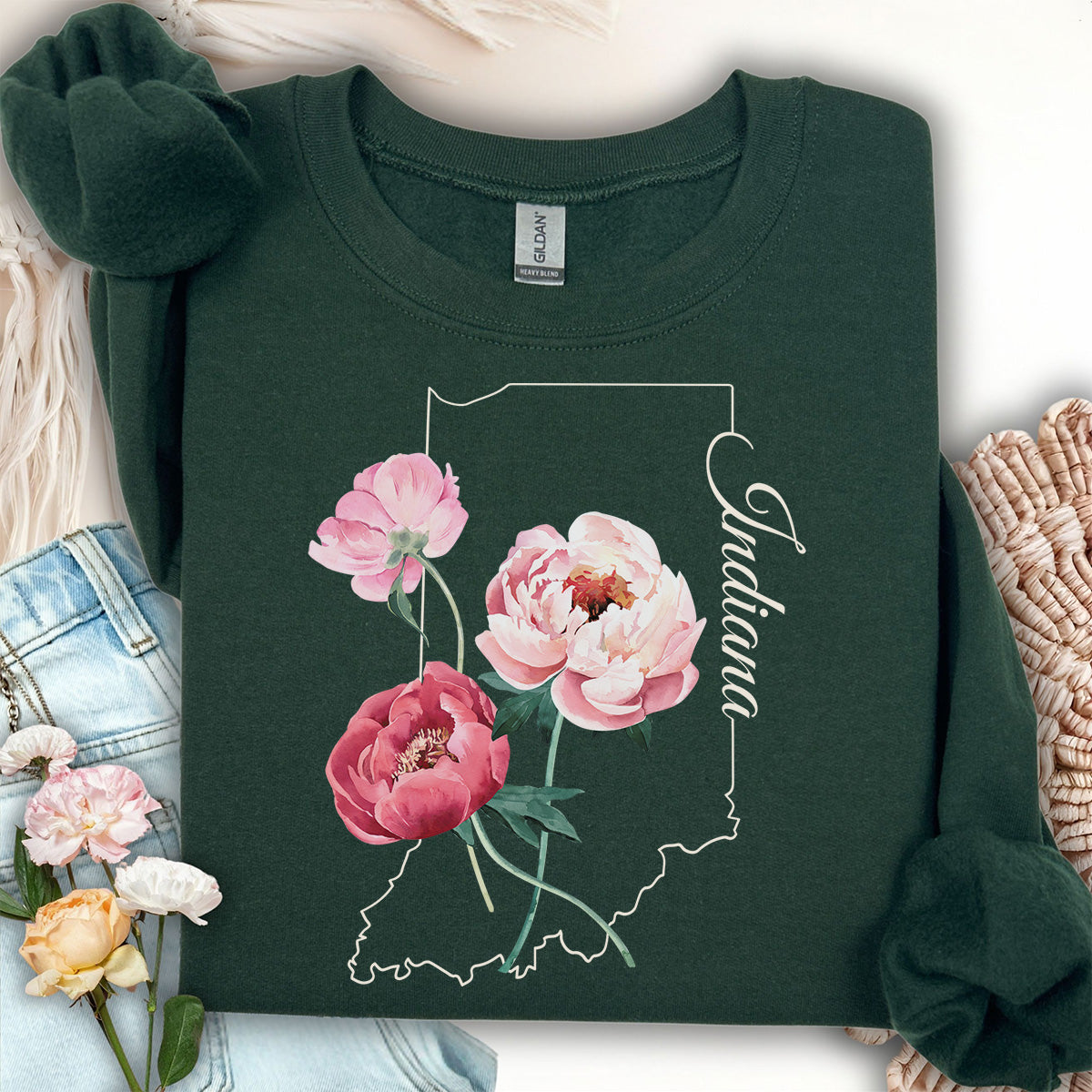 Indiana State Flower Sweatshirt - Peony