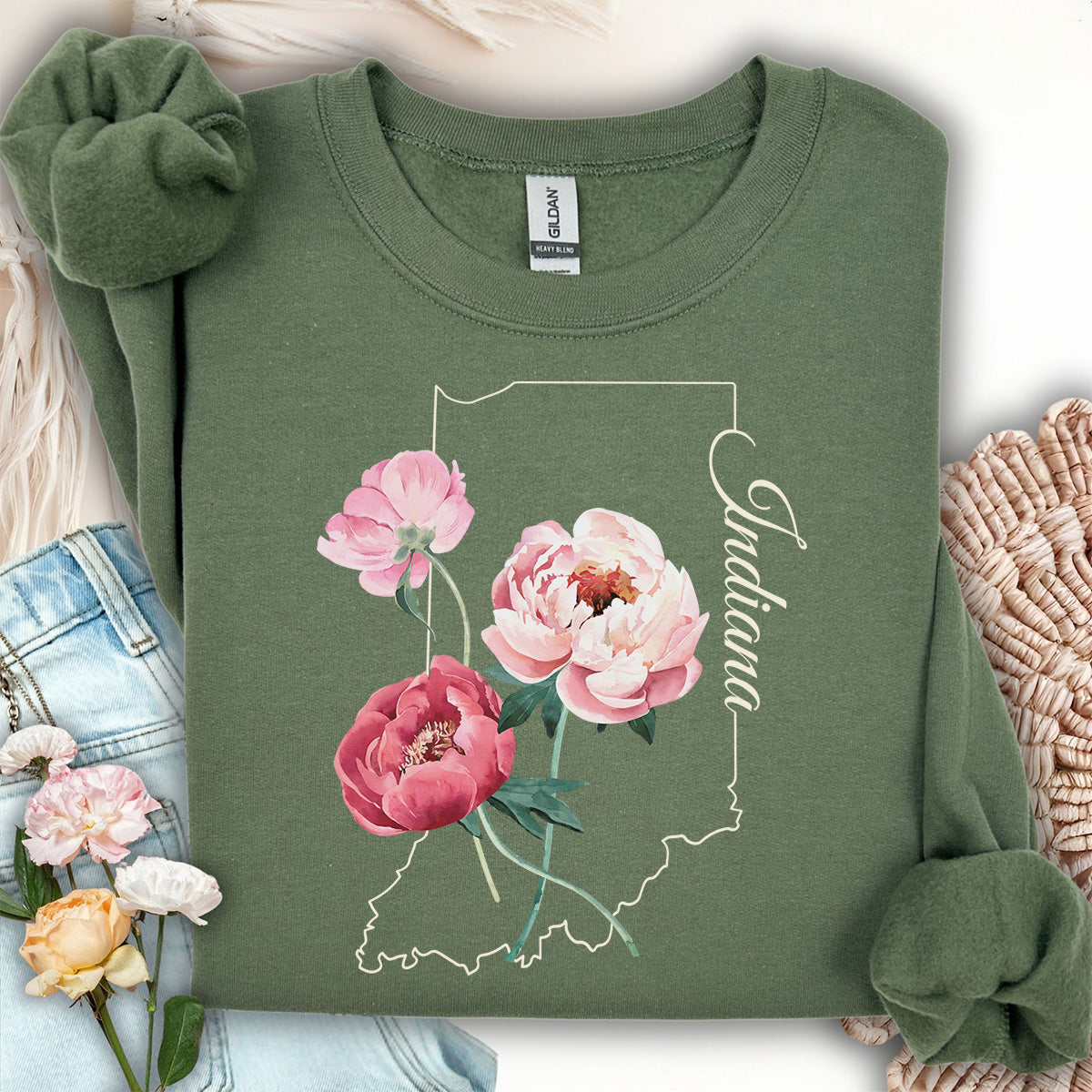 Indiana State Flower Sweatshirt - Peony