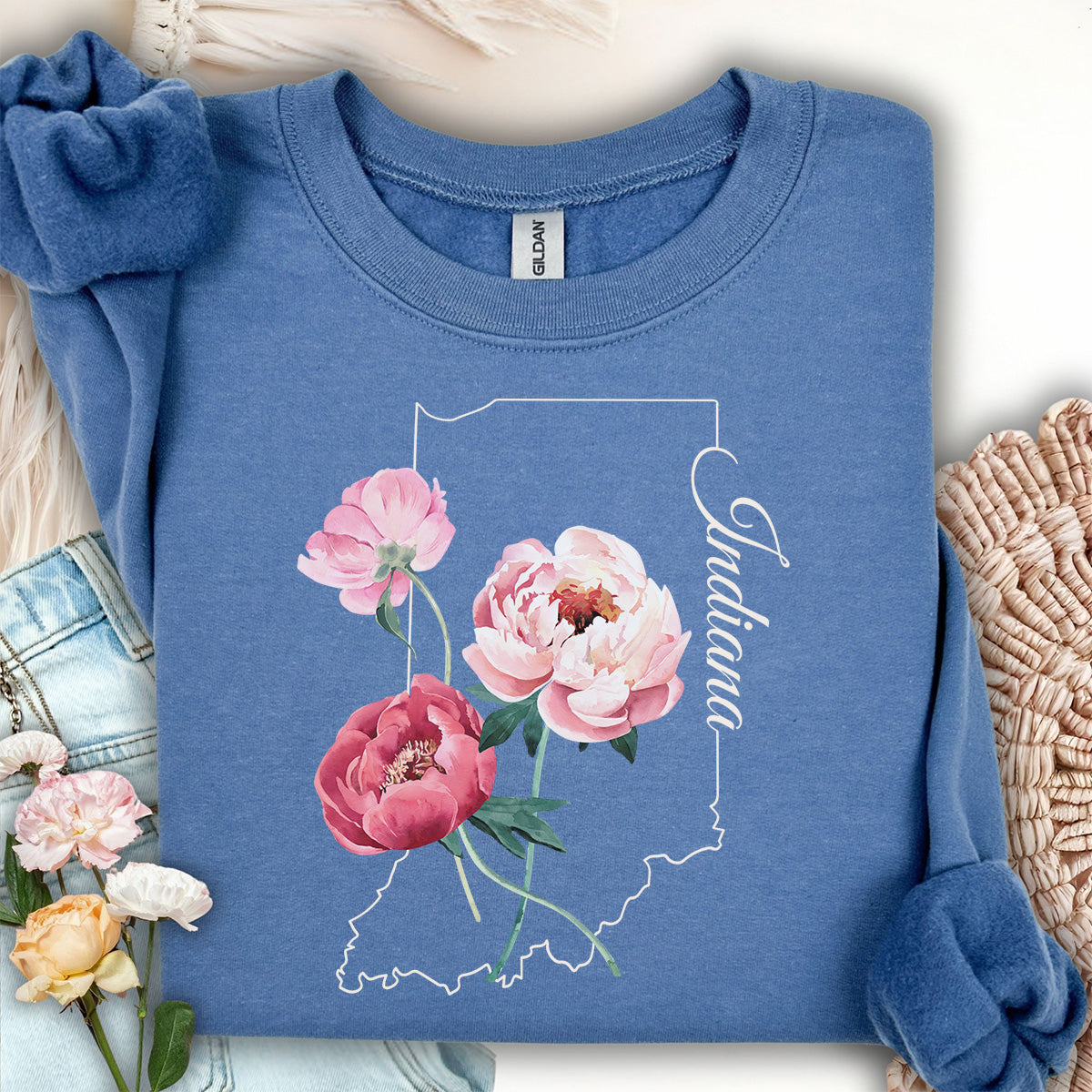 Indiana State Flower Sweatshirt - Peony