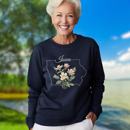 Iowa State Flower Sweatshirt - Wild Prairie Rose