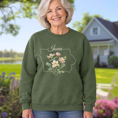 Iowa State Flower Sweatshirt - Wild Prairie Rose