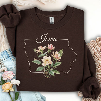 Iowa State Flower Sweatshirt - Wild Prairie Rose