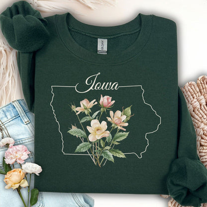 Iowa State Flower Sweatshirt - Wild Prairie Rose