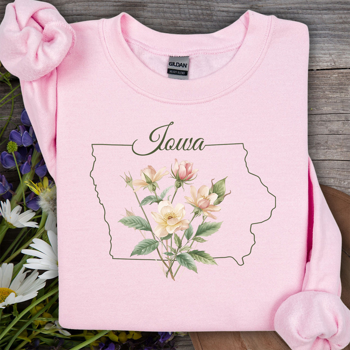 Iowa State Flower Sweatshirt - Wild Prairie Rose