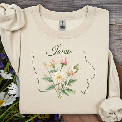 Iowa State Flower Sweatshirt - Wild Prairie Rose