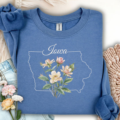 Iowa State Flower Sweatshirt - Wild Prairie Rose