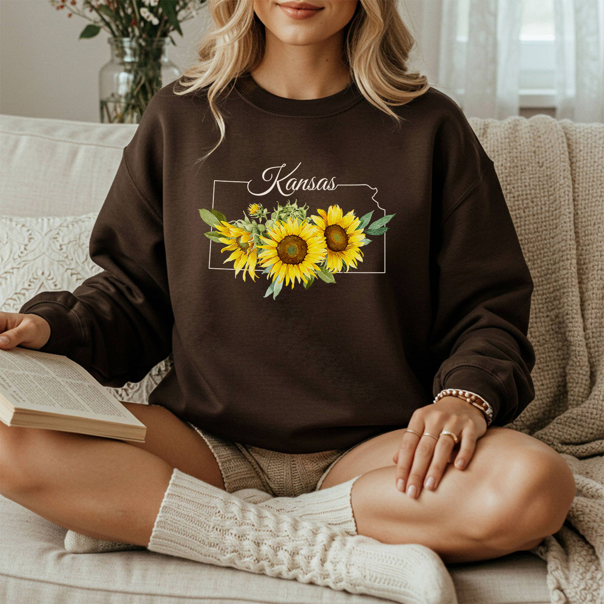 Kansas State Flower Sweatshirt - Wild Native Sunflower