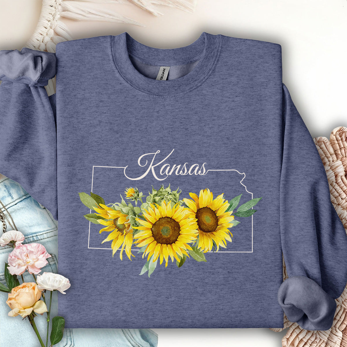 Kansas State Flower Sweatshirt - Wild Native Sunflower