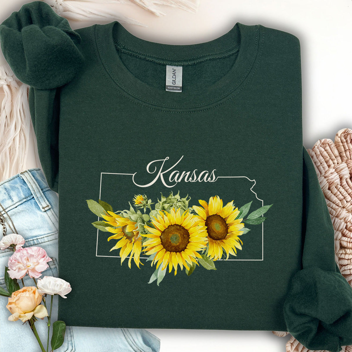 Kansas State Flower Sweatshirt - Wild Native Sunflower