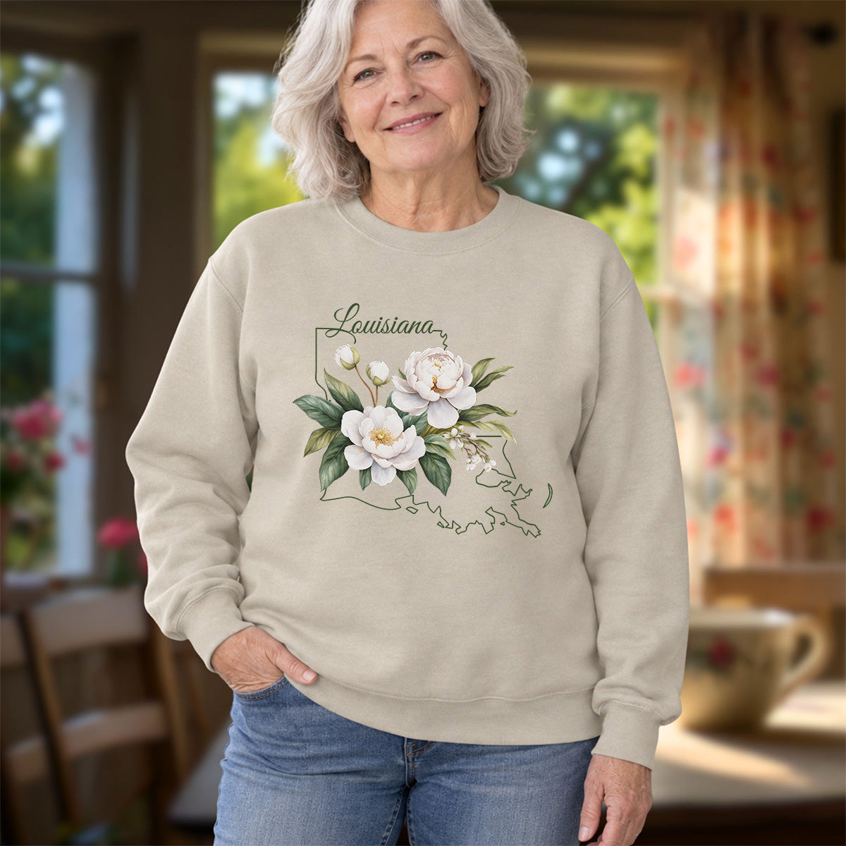 Louisiana State Flower Sweatshirt - Magnolia
