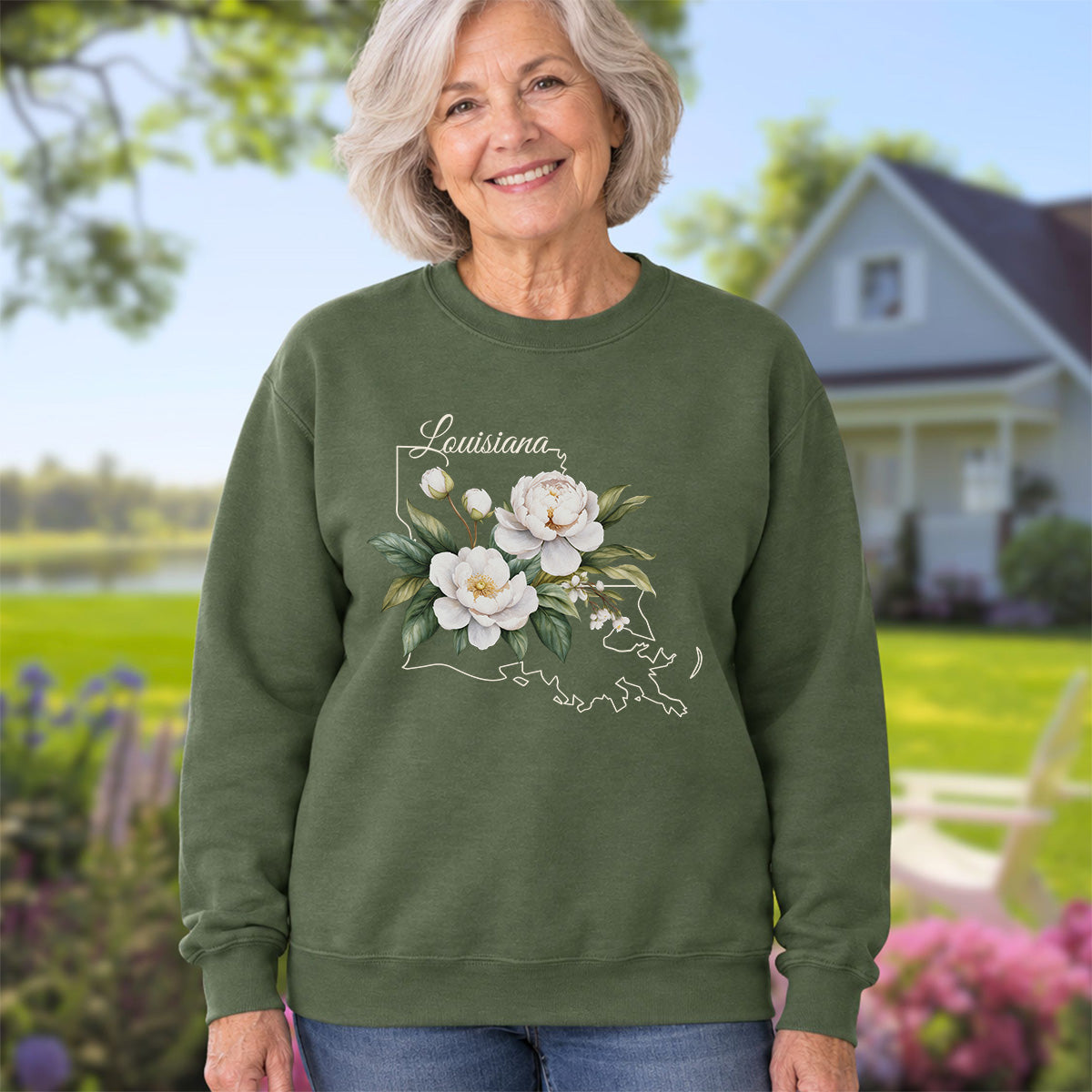 Louisiana State Flower Sweatshirt - Magnolia