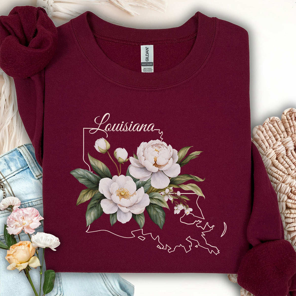 Louisiana State Flower Sweatshirt - Magnolia