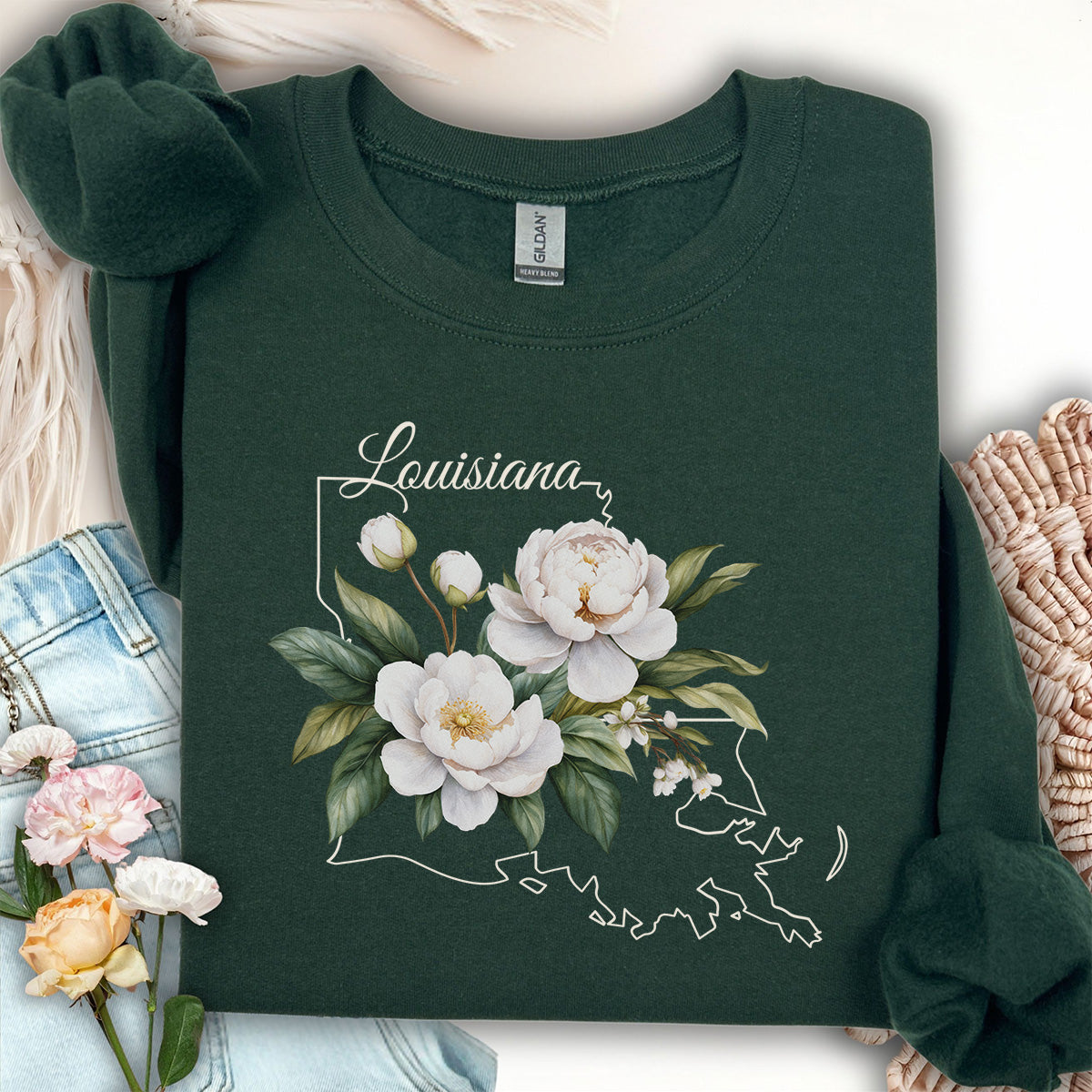 Louisiana State Flower Sweatshirt - Magnolia