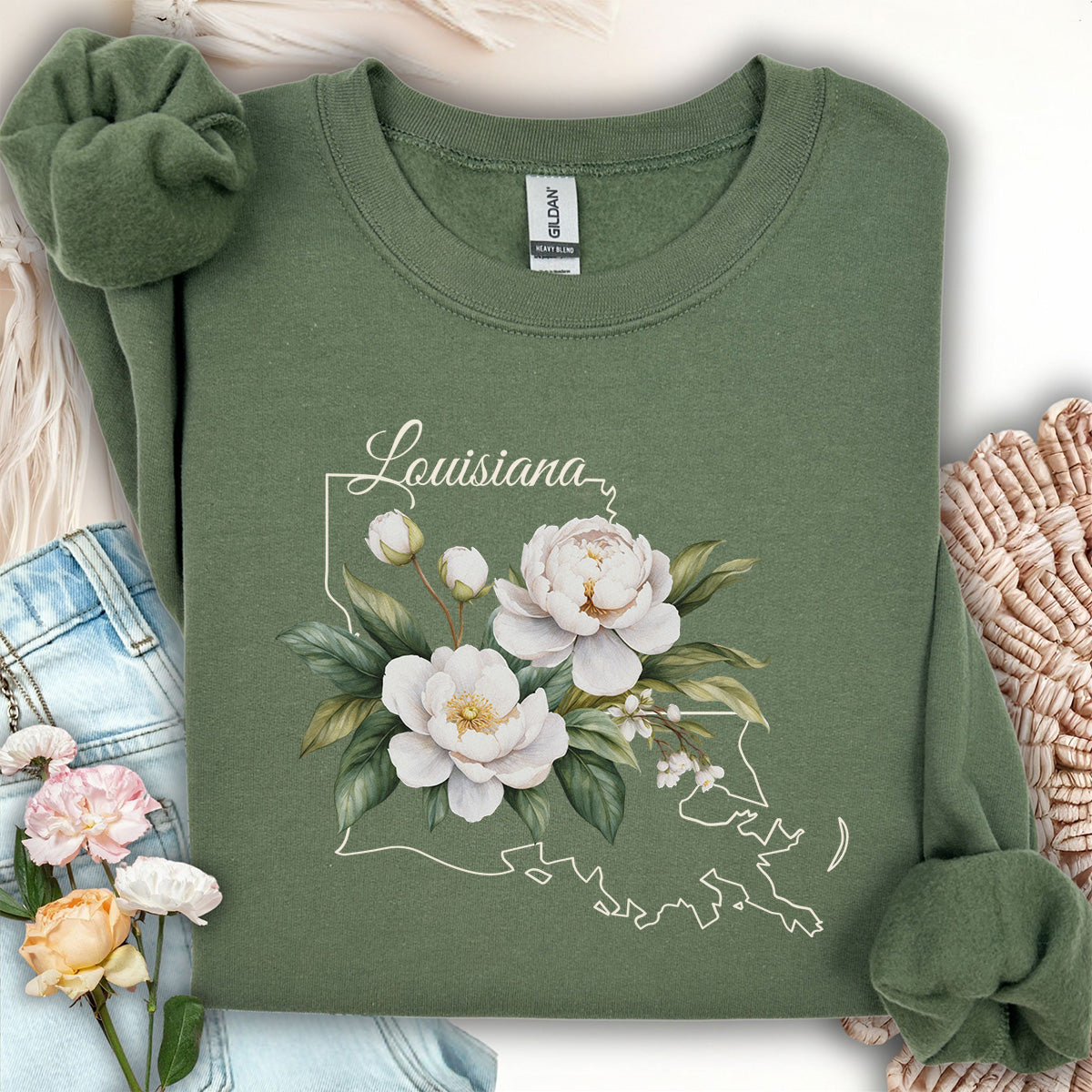 Louisiana State Flower Sweatshirt - Magnolia