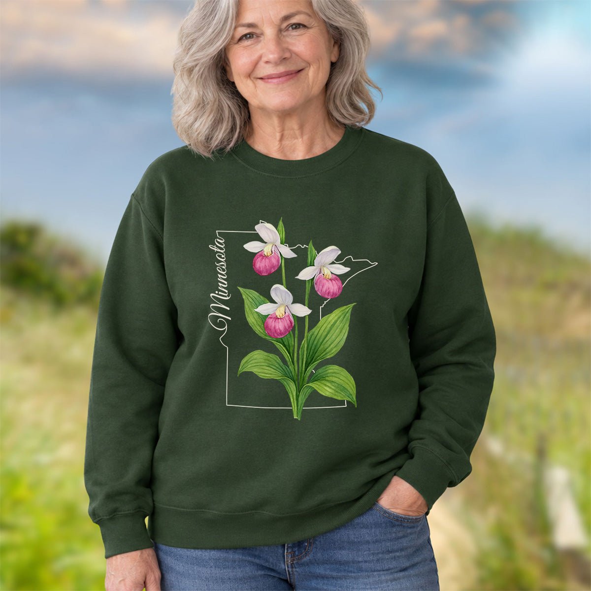 Minnesota State Flower Sweatshirt - Lady's Slipper