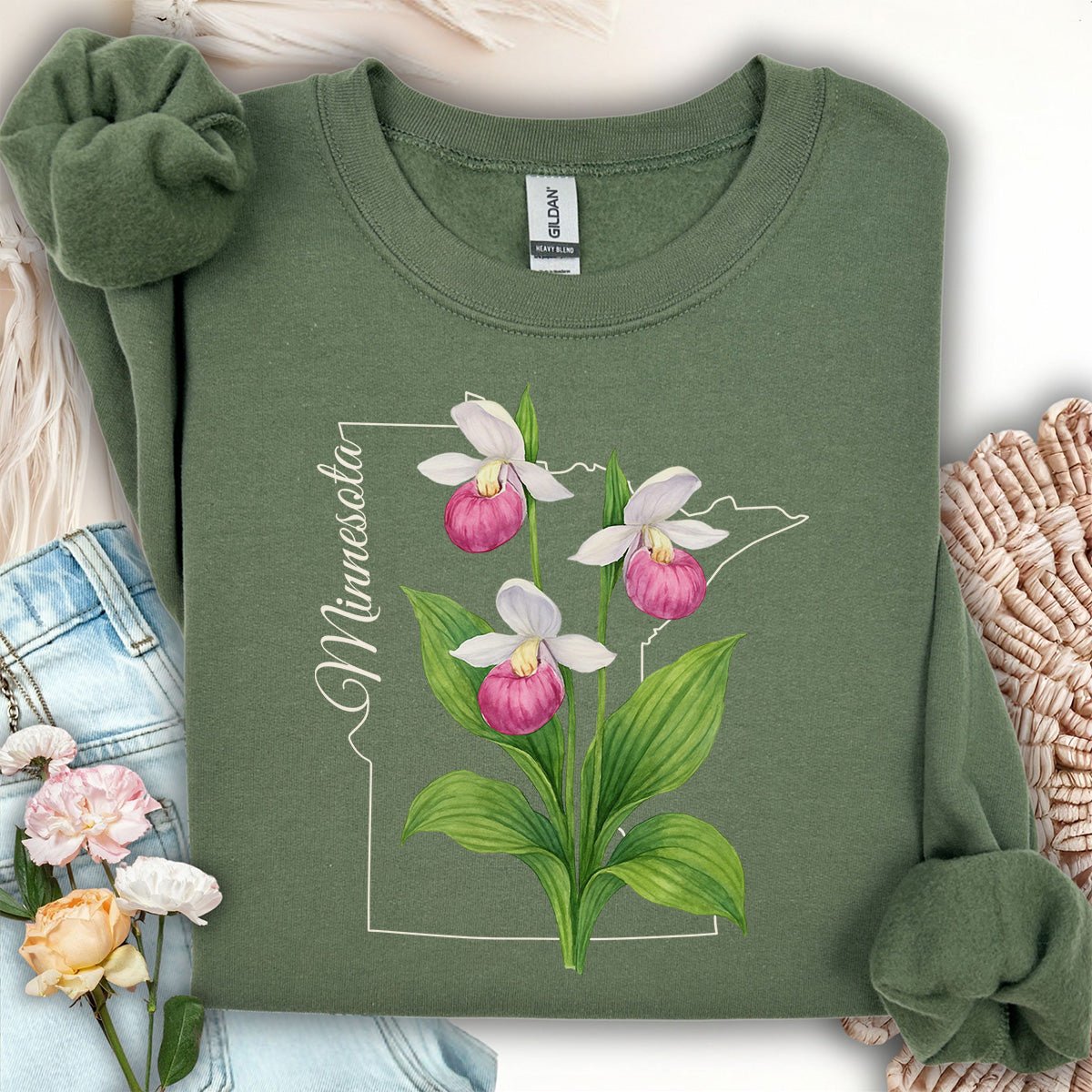 Minnesota State Flower Sweatshirt - Lady's Slipper