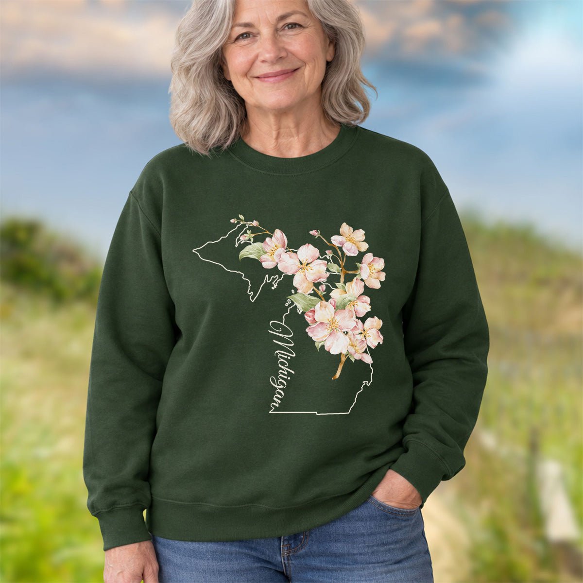 Michigan State Flower Sweatshirt - Apple Blossom