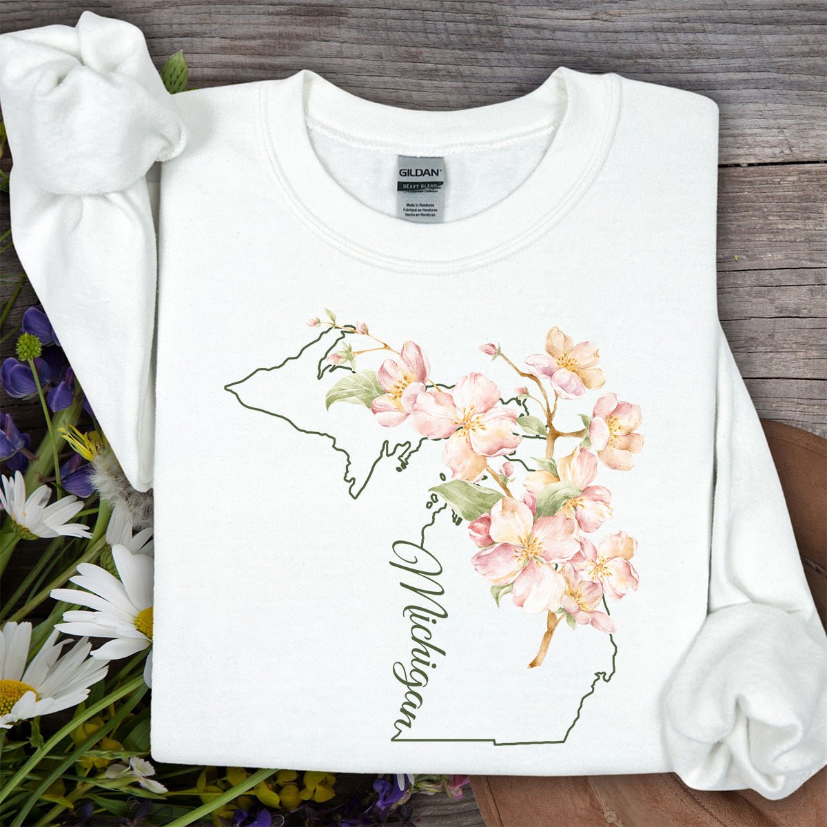 Michigan State Flower Sweatshirt - Apple Blossom