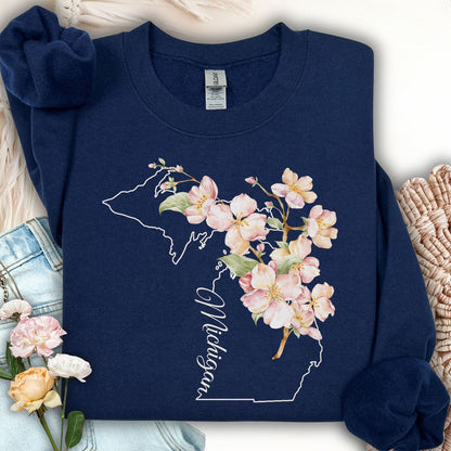 Michigan State Flower Sweatshirt - Apple Blossom