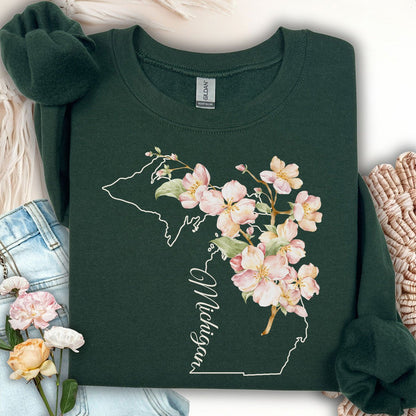 Michigan State Flower Sweatshirt - Apple Blossom