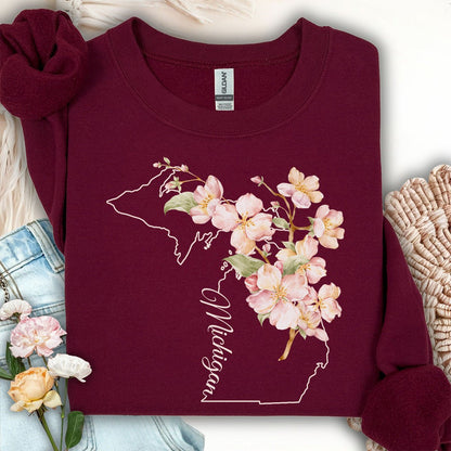 Michigan State Flower Sweatshirt - Apple Blossom