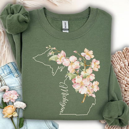 Michigan State Flower Sweatshirt - Apple Blossom