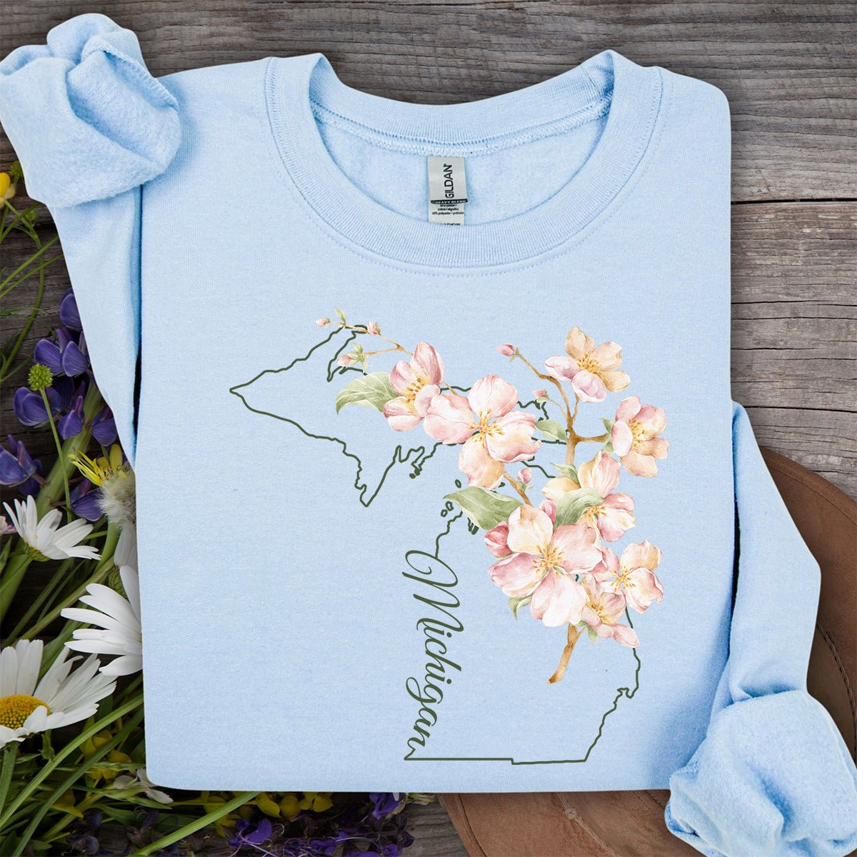 Michigan State Flower Sweatshirt - Apple Blossom