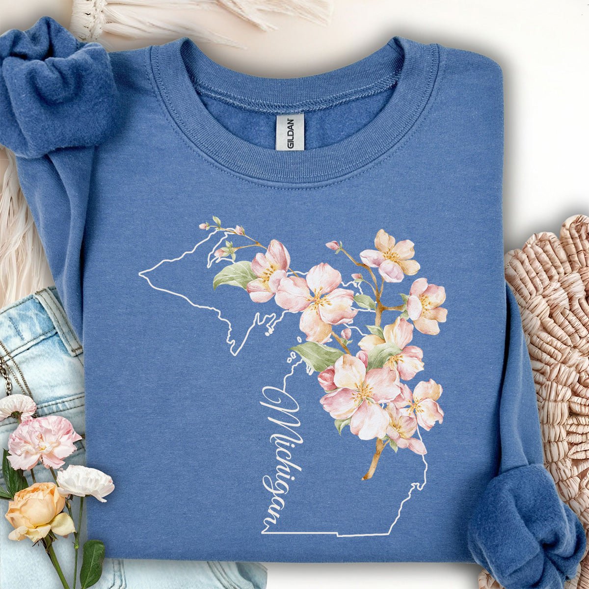 Michigan State Flower Sweatshirt - Apple Blossom
