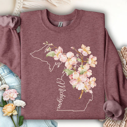 Michigan State Flower Sweatshirt - Apple Blossom