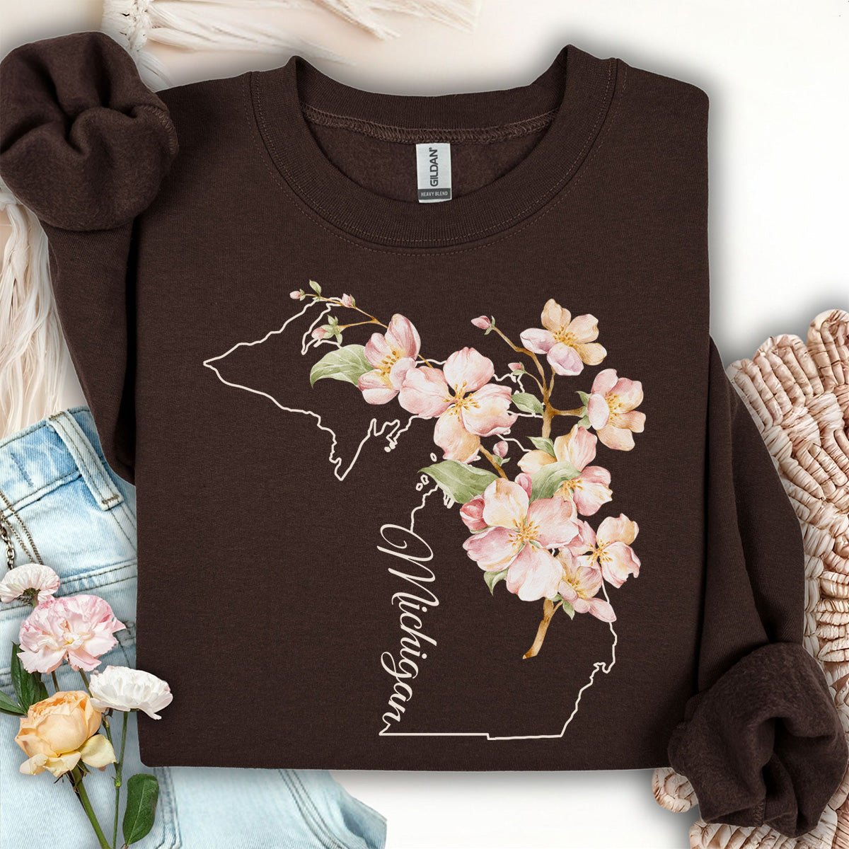 Michigan State Flower Sweatshirt - Apple Blossom
