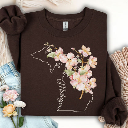Michigan State Flower Sweatshirt - Apple Blossom