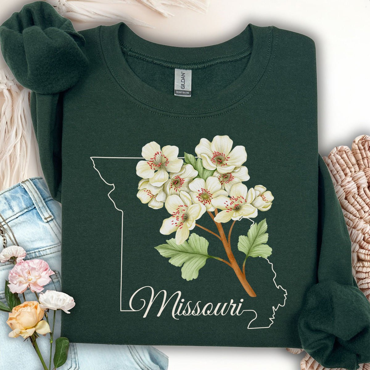 Missouri State Flower Sweatshirt - Hawthorn
