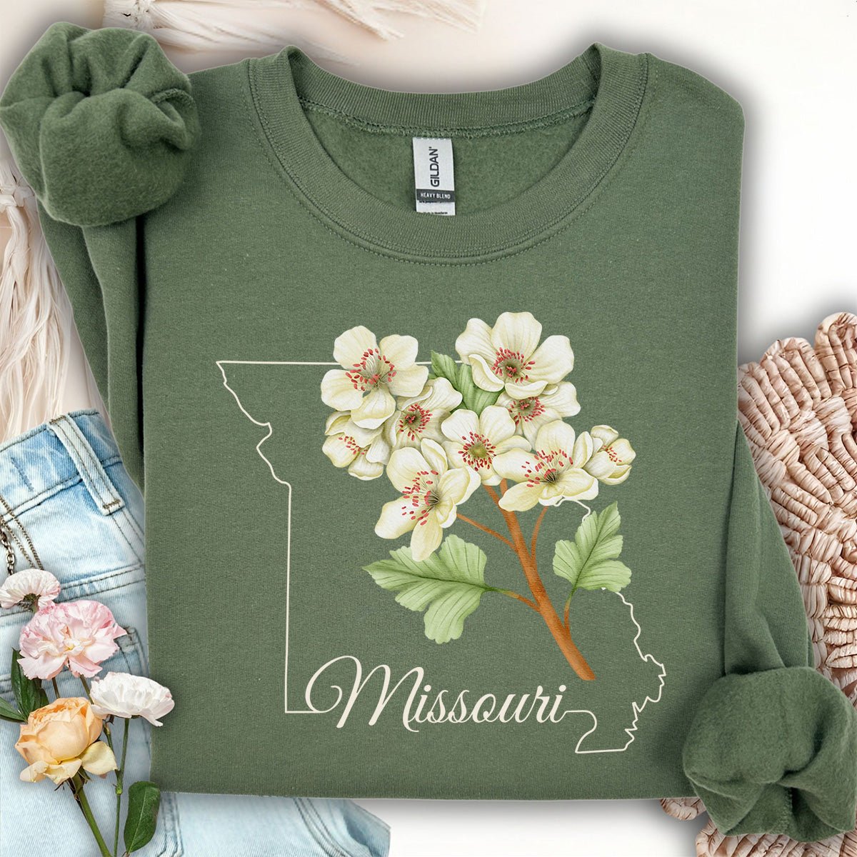 Missouri State Flower Sweatshirt - Hawthorn