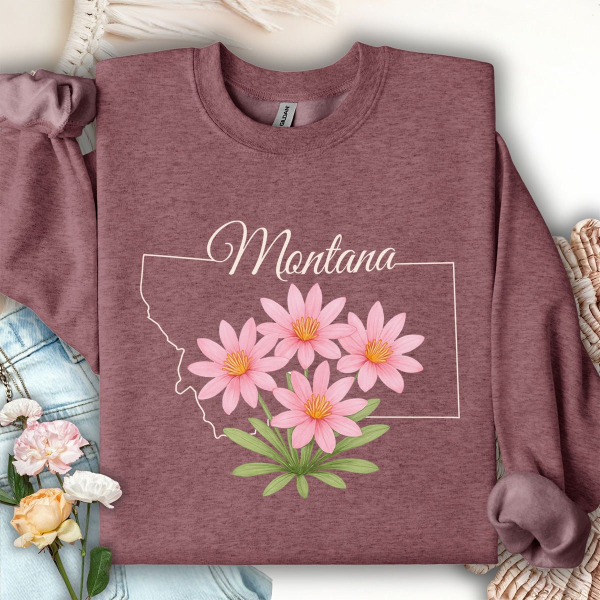 Montana State Flower Sweatshirt - Bitterroot