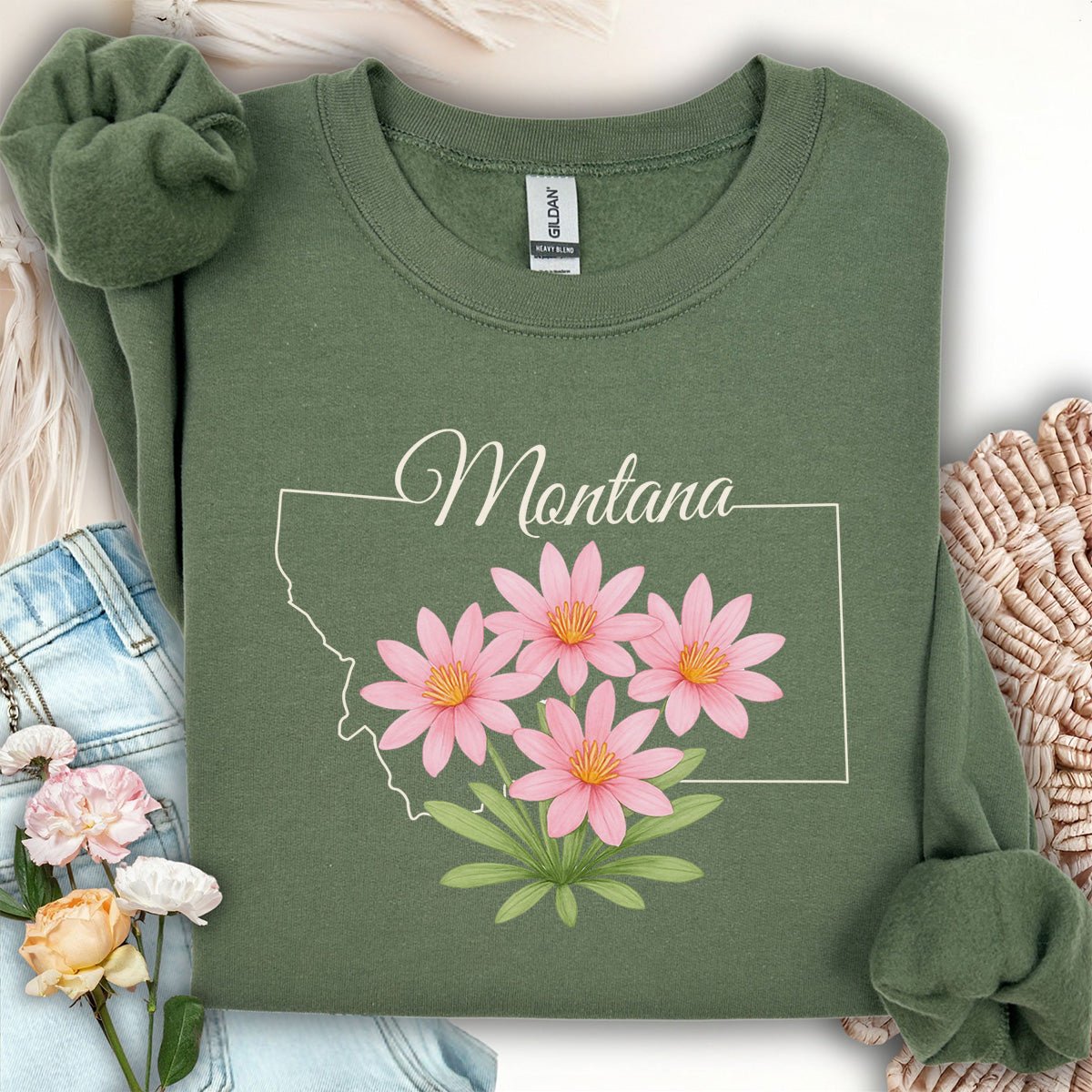 Montana State Flower Sweatshirt - Bitterroot