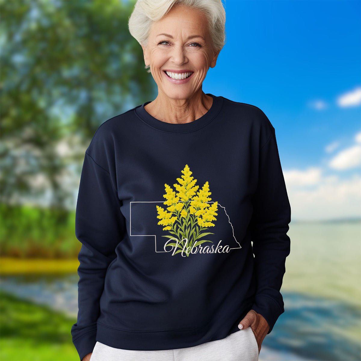 Nebraska State Flower Sweatshirt - Giant Goldenrod