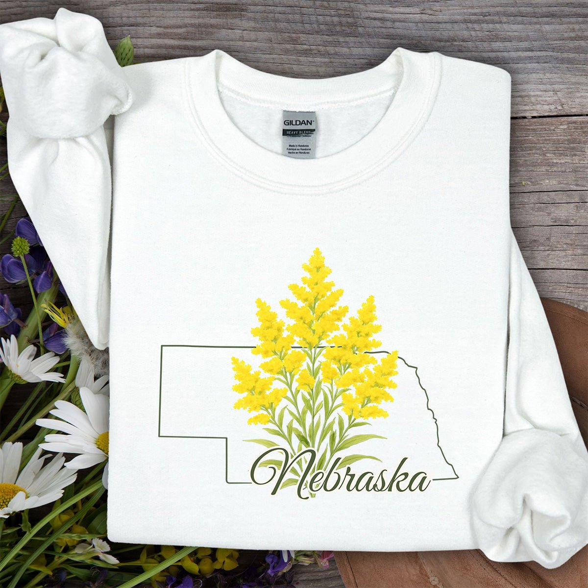 Nebraska State Flower Sweatshirt - Giant Goldenrod