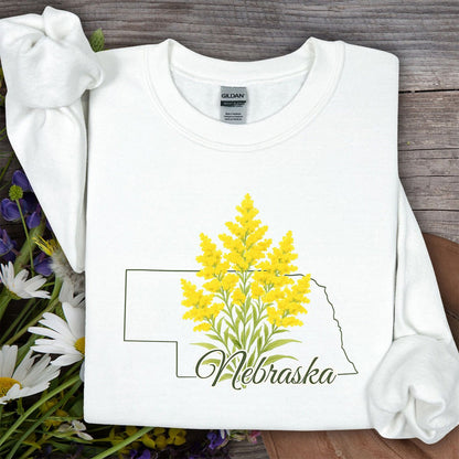Nebraska State Flower Sweatshirt - Giant Goldenrod