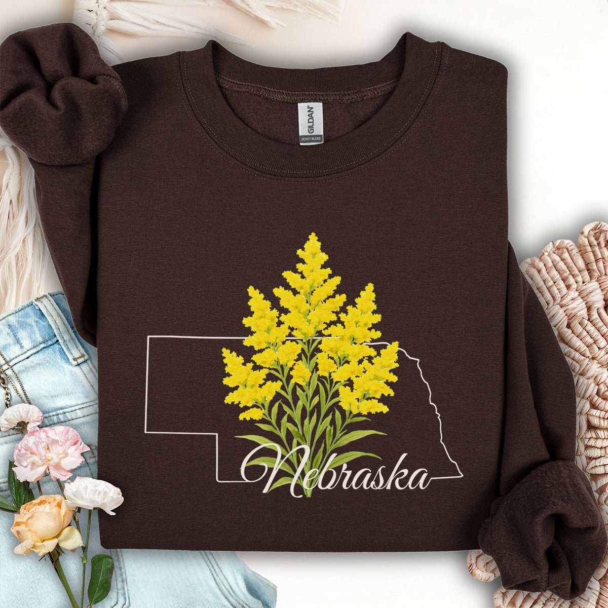 Nebraska State Flower Sweatshirt - Giant Goldenrod