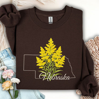 Nebraska State Flower Sweatshirt - Giant Goldenrod
